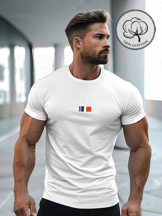 mænds 100% bomuldsskjorte grafisk t-shirt t-shirt mode klassisk skjorte sort hvid kortærmet komfortabel t-shirt street ferie sommer mode designer tøj