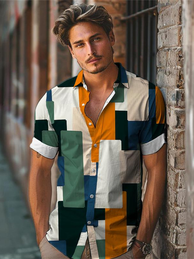  farverige holiday x designer kris mænds kortærmede skjorter med plaidprint