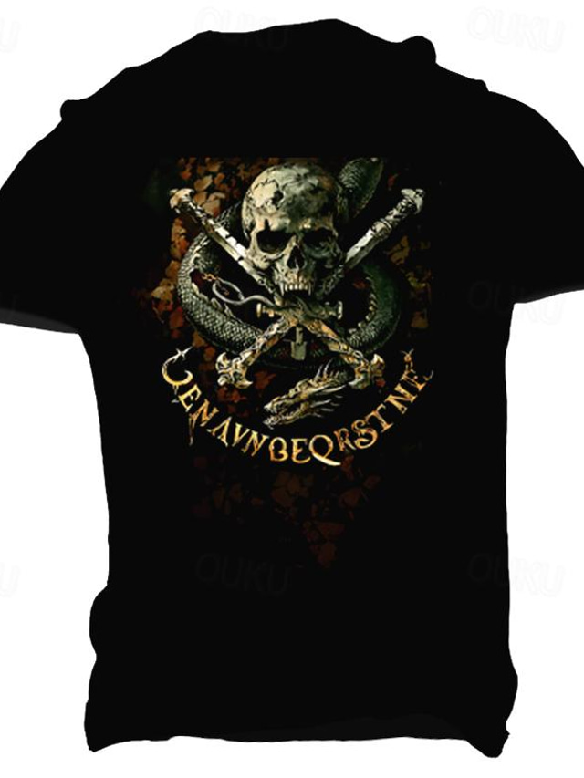  oldvanguard x sui | Koszulka z czaszką węża, mieczem, punkowym gotyckim, wykonana w 100% z bawełny