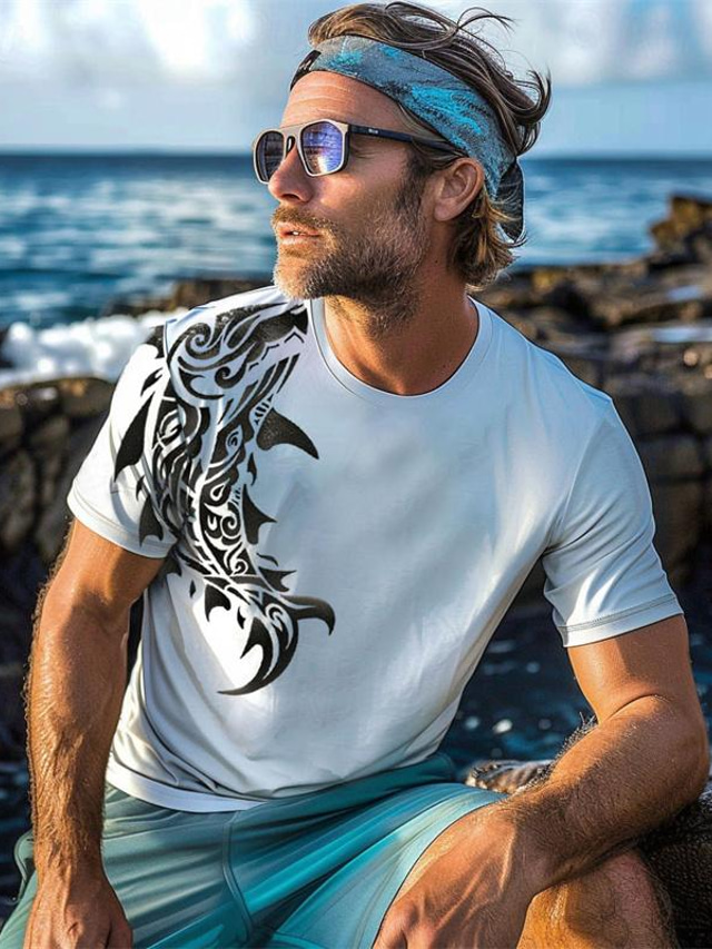  Carefree Interlude x Joshua Jo Kurzarm-T-Shirts mit Fisch-Print für Herren