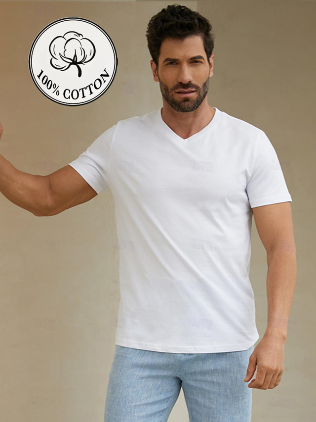  Per uomo maglietta T-shirt Liscio Girocollo Strada Da mare Maniche corte Abbigliamento 100% cotone Di tendenza Originale Classico