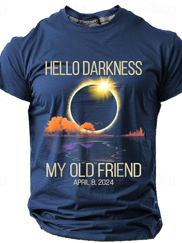  hello darkness my old friend Vintage Street Style Men's 3D Print T shirt Tee Sports Outdoor Holiday Going out T shirt Black Army Green Dark Blue Short Sleeve Crew Neck Shirt Spring & Summer Clothing