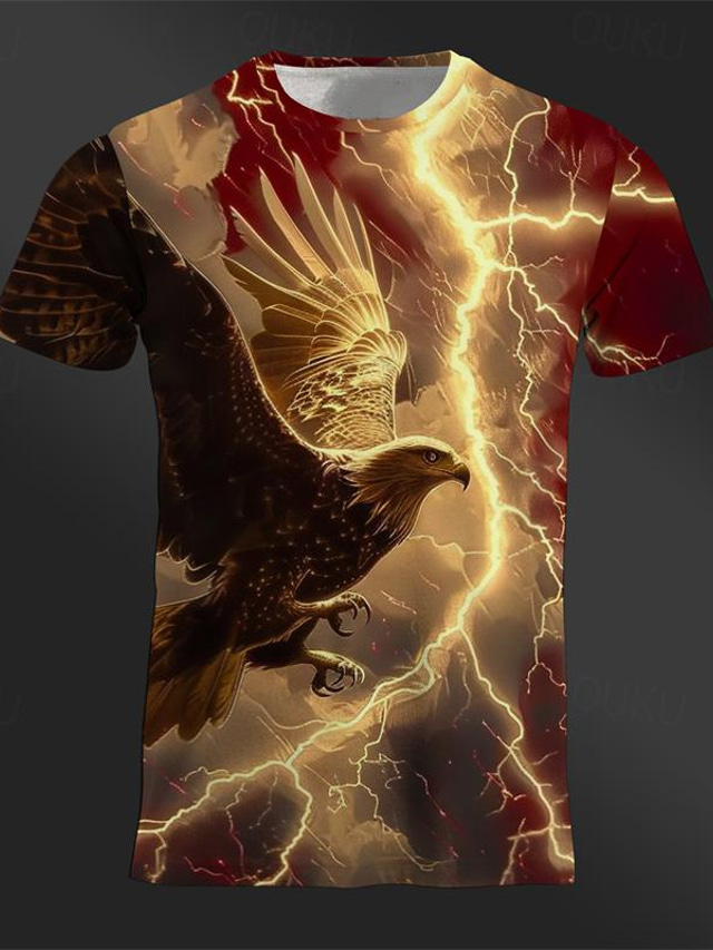  Hombre Graphic Animal Águila Camiseta Camiseta superior Manga Corta Camiseta Impresión 3D Cuello Barco Camisa Design Retro Antiguo Casual Deporte Festivos Noche Amarillo Rojo Azul Real Primavera