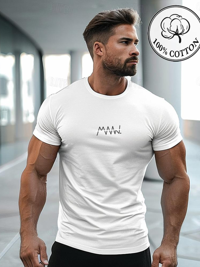  herr 100 % bomull skjorta linjer / vågor t-shirt grafisk t-tröja mode klassisk skjorta kortärmad bekväm svart vit t-shirt street semester sommar modedesigner kläder