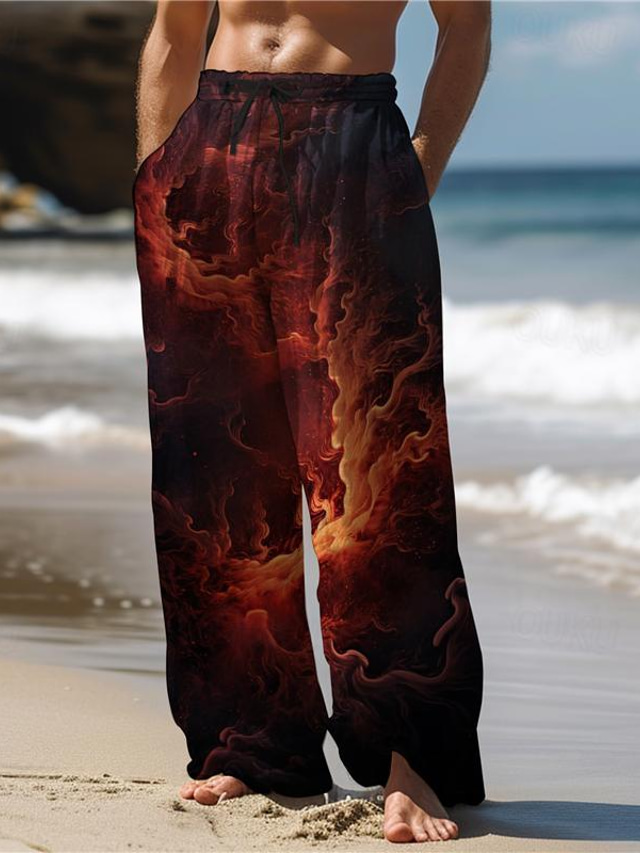 Męskie Hawajskie Wzór 3D Spodnie Druk 3D Spodnie z prostą nogawką Średni Talia Elastyczna talia ze sznurkiem Na zewnątrz Ulica Święto Lato Wiosna Jesień Lekko luźna Średnio elastyczny