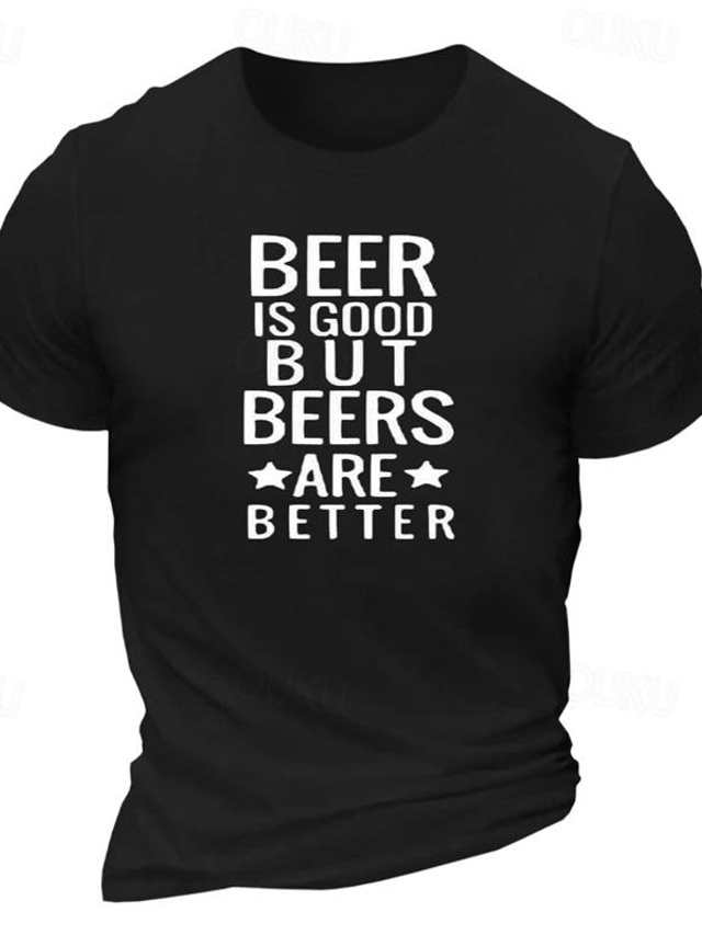  Bier ist gut, aber Biere sind besser. Grafisches Baumwoll-T-Shirt für Herren, klassisches Hemd, kurze Ärmel, bequemes T-Shirt, Straße, Urlaub, Sommer, Modedesigner-Kleidung
