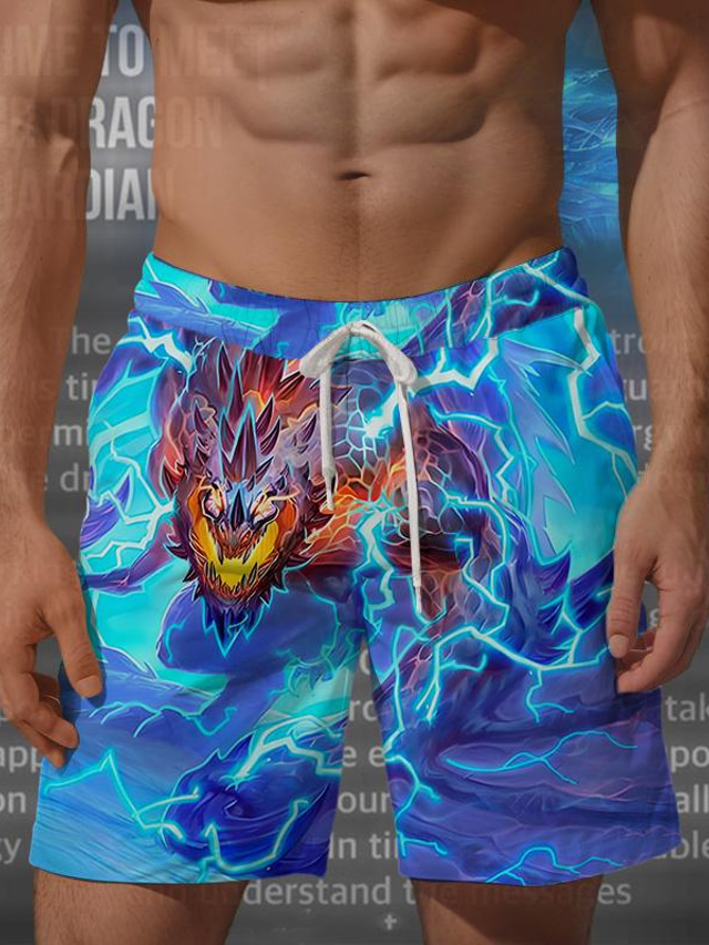  guardiano del drago x lu | pantaloncini da surf da uomo in stile scuro con creatura mitica del drago