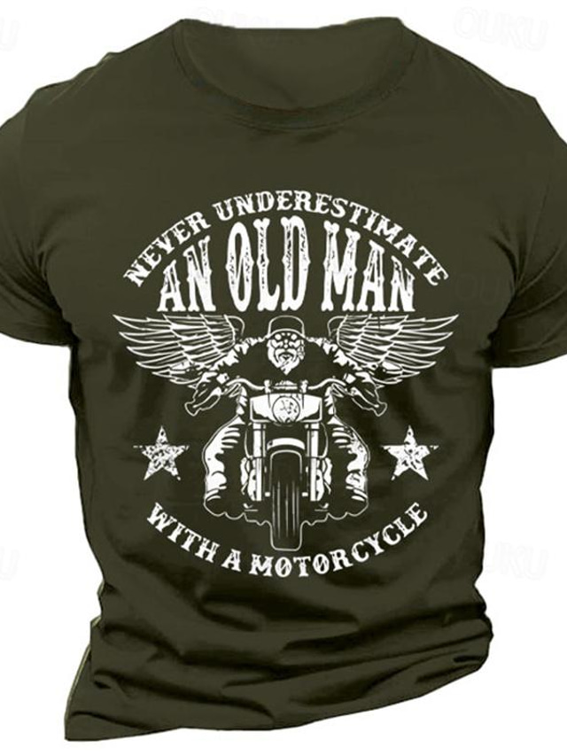  Men's Motorcycle T shirt Tee Top Cotton Short Sleeve Graphic Shirt Black Army Green Dark Blue Comfortable Tee Street Holiday Fashion Designer Clothing