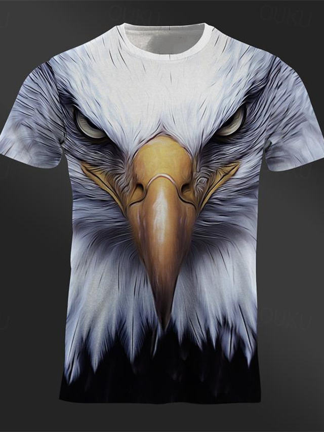  Graphic Animal Eagle Designer Casual Street Style Men's 3D Print T shirt Tee Tee Top Sports Outdoor Holiday Going out T shirt White Blue Brown Short Sleeve Crew Neck Shirt Spring & Summer Clothing