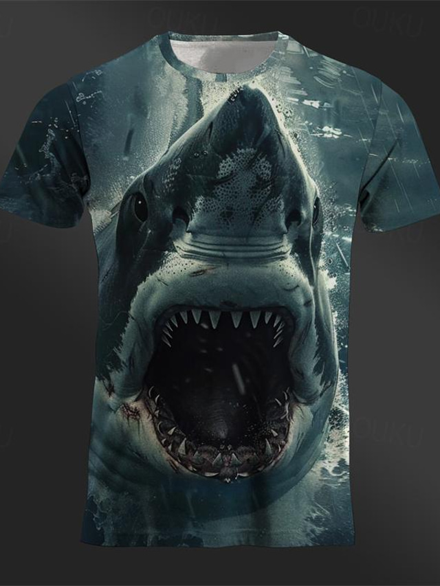  Graphic Animal Shark Daily Designer Retro Vintage Men's 3D Print T shirt Tee Sports Outdoor Holiday Going out T shirt Royal Blue Blue Brown Short Sleeve Crew Neck Shirt Spring & Summer Clothing