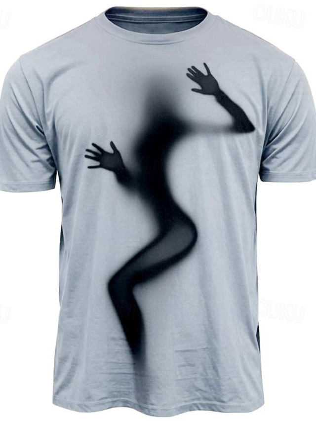  Herr Grafisk Shadow T-shirt Kortärmad T-shirt 3D-tryck Rund hals Skjorta Retro / vintage Ledigt Gatustil Utomhussport Helgdag Utekväll Rodnande Rosa Himmelsblå Kaki Vår & sommar Kläder S M L XL 2XL