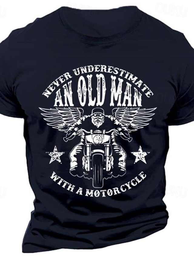  Never Underestimate an Old Man Men's Graphic Cotton T Shirt Classic Shirt Short Sleeve Comfortable Tee Street Holiday Summer Fashion Designer Clothing