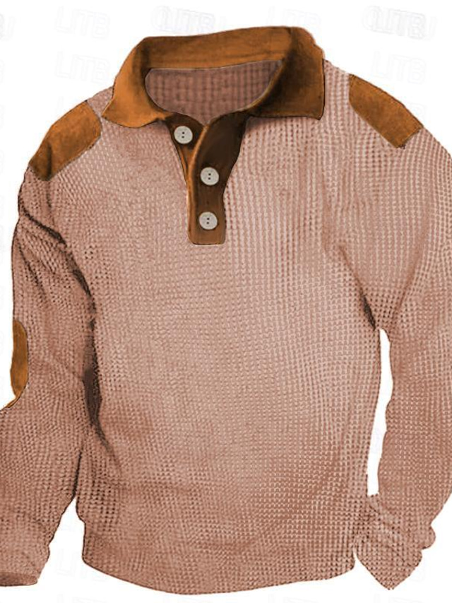  Herr POLO Shirt Knapp upp Polos Ledigt Helgdag Klassisk Långärmad Mode Grundläggande Färgblock Snabbtorkande Sommar Vår Normal Svart Mörk marin Khaki grön Grå POLO Shirt