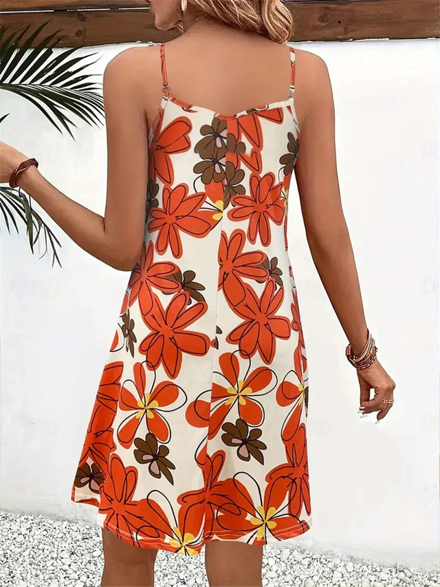  Women's Floral Print Strap Mini Dress Stylish Boho Vacation Sleeveless Summer