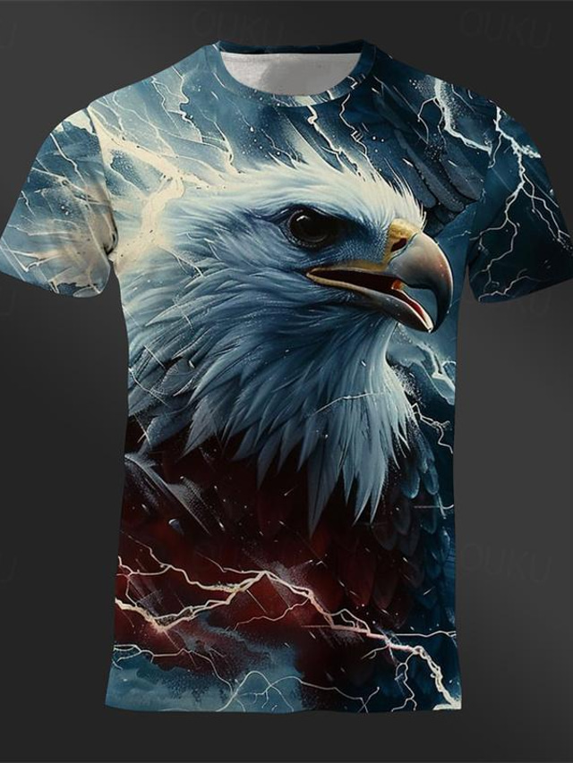  Graphic Animal Eagle Designer Retro Vintage Casual Men's 3D Print T shirt Tee Tee Top Sports Outdoor Holiday Going out T shirt Yellow Red Royal Blue Short Sleeve Crew Neck Shirt Spring & Summer