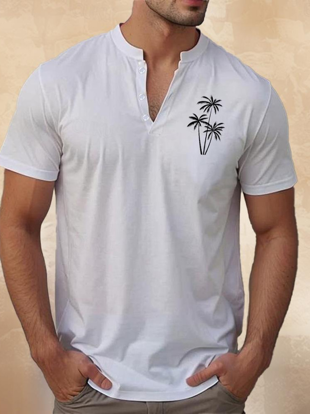  Rybki Flaga USA Biały Granatowy Koszula Henley Koszulka Męskie Graficzny 100% bawełna Koszula Moda Klasyczny Koszula Krótki rękaw Wygodna koszulka Sporty na świeżym powietrzu Urlop Lato Odzie