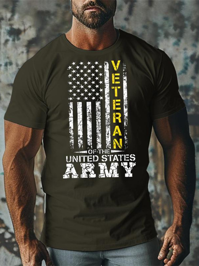  Veteran of the United States Army Black Red Army Green T shirt Tee Men's Graphic Cotton Blend Shirt Sports Classic Shirt Short Sleeve Comfortable Tee Street Holiday Summer Fashion Designer