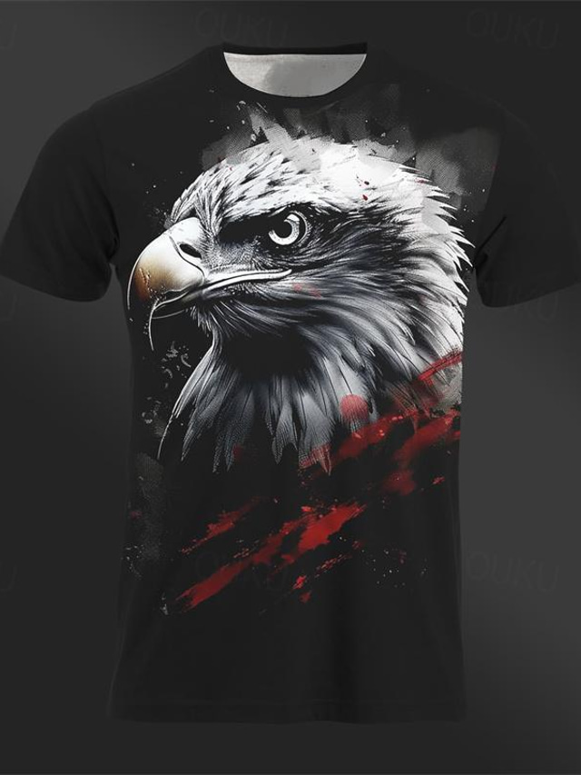  Graphic Animal Eagle Daily Casual Street Style Men's 3D Print T shirt Tee Tee Top Sports Outdoor Holiday Going out T shirt Black Dark Gray Short Sleeve Crew Neck Shirt Spring & Summer Clothing Apparel