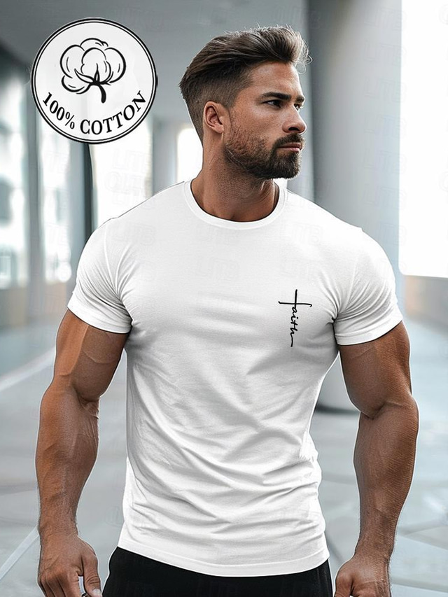  herre 100% bomuld grafisk t-shirt tee-top skjorte mode klassisk skjorte sort hvid korte ærmer behagelig tee street ferie sommer mode designer tøj