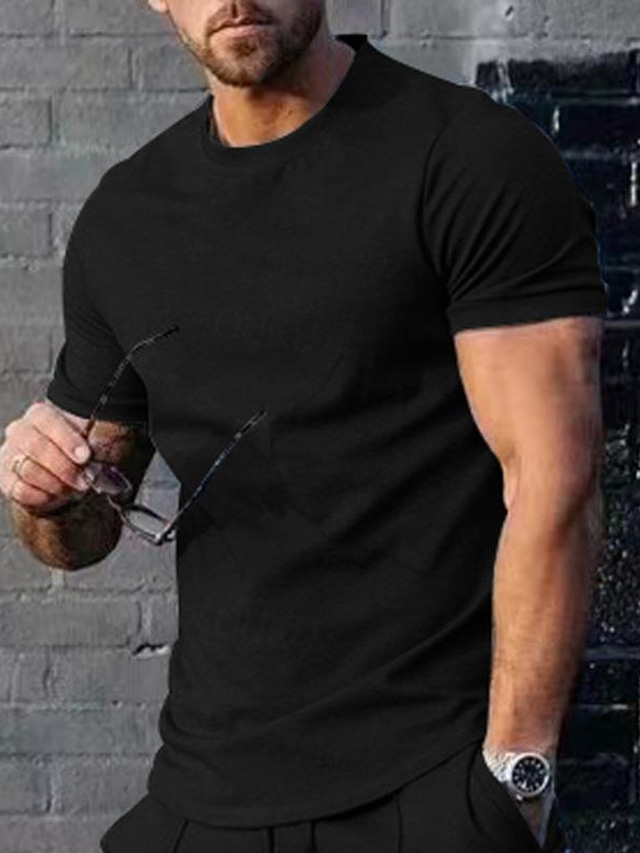  Homme T shirt Tee Tee Chemise à manches courtes T-shirt Plein Col Ras du Cou Plein Air Vacances Manche Courte Vêtement Tenue Mode Design basique