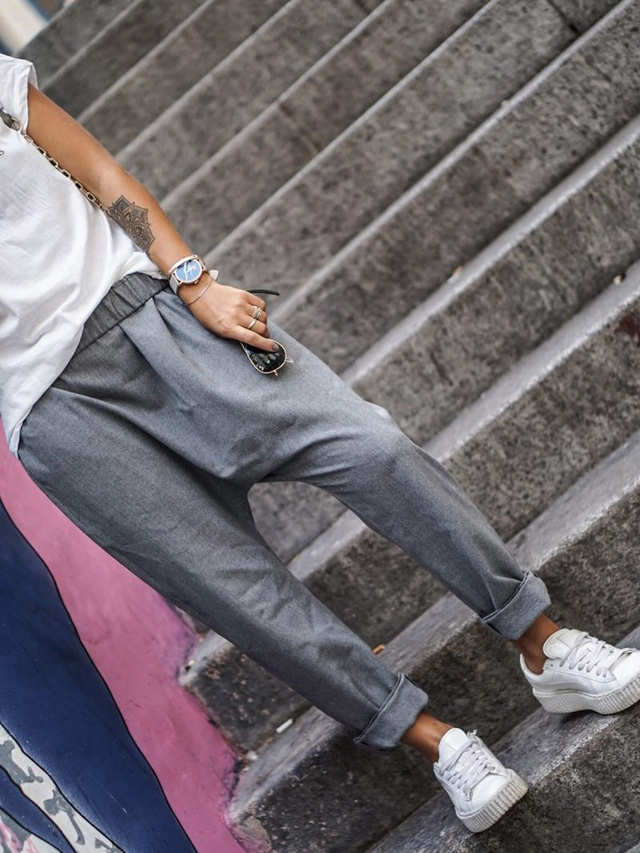  Pentru femei Pantaloni Casul Zilnic Lung Simplu Buzunare laterale Respirabilitate Comfortabil Inelastic Sfârșit de săptămână Negru Verde Militar Bleumarin Închis Kaki Primavara vara Fit regulat