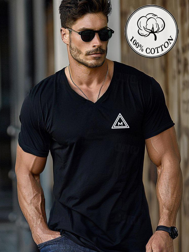  Men's Graphic T shirt Fashion Outdoor Casual T shirt Tee Tee Top Street Casual Daily T shirt Black White Gray Short Sleeve V Neck Shirt Spring & Summer Clothing Apparel