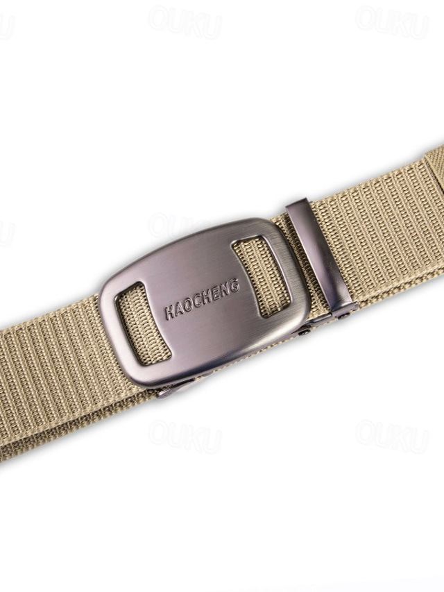  Men's Belt Outdoor Belt Waist Belt Black Kakhi Nylon Adjustable Heavy-Duty Plain Outdoor Daily