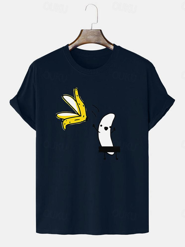  Men's Banana Shirt T Shirt 100% Cotton Short Sleeve Graphic Shirt Wine Heather Gray Black Comfortable Tee Vacation Fashion Designer Clothing