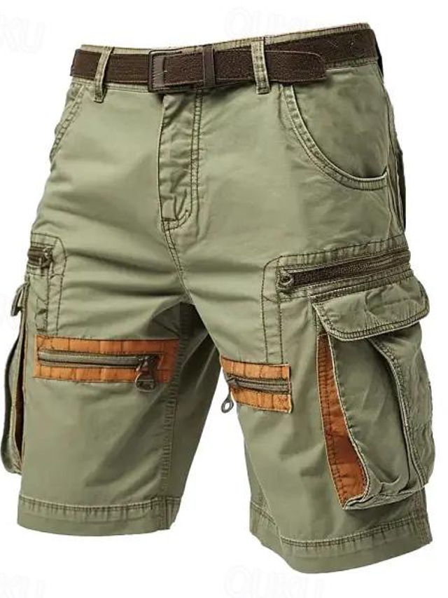  Herr Cargo-shorts Shorts Casual shorts Ficka med blixtlås Flera fickor Rakt ben Slät Komfort Knelängd Ledigt Dagligen Helgdag Bomullsblandning Mode Streetwear Svart Grön Microelastisk
