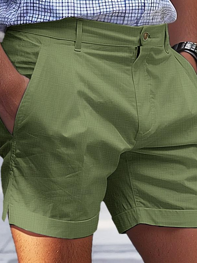  Bărbați Pantaloni Scurți Pantaloni scurți din in Pantaloni scurți de vară Crăpătură Buzunar frontal Picior drept Simplu Confort Respirabil Lungimea genunchiului Petrecere În aer liber Casual Modă De