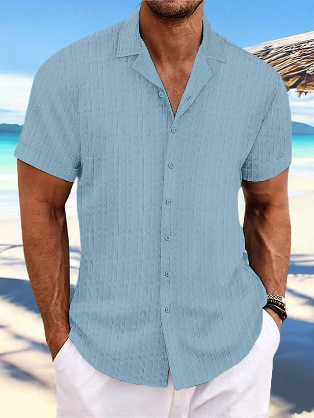 Men's Shirt Summer Shirt Beach Wear Button Up Shirt Casual Shirt Black ...