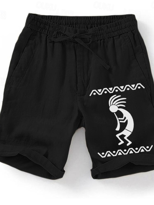  Men's Shorts Summer Shorts Casual Shorts Pocket Drawstring Elastic Waist Graphic Geometric Pattern Breathable Soft Short Casual Daily Holiday Streetwear Designer Black Army Green Micro-elastic