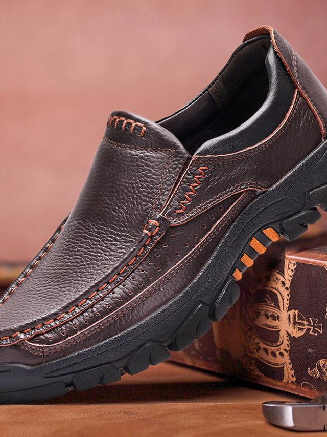  Ανδρικά Μοκασίνια & Ευκολόφορετα Άνετα παπούτσια Loafers πλατφόρμας Δέρμα Αναπνέει Άνετο Φορέστε Αντίσταση Ευκολοφόρετο Μαύρο Καφέ