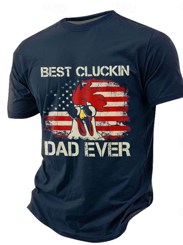 T-shirt Manches Courtes Impression 3D Drapeau Américain - Homme, Coupe Décontractée - Grande Taille