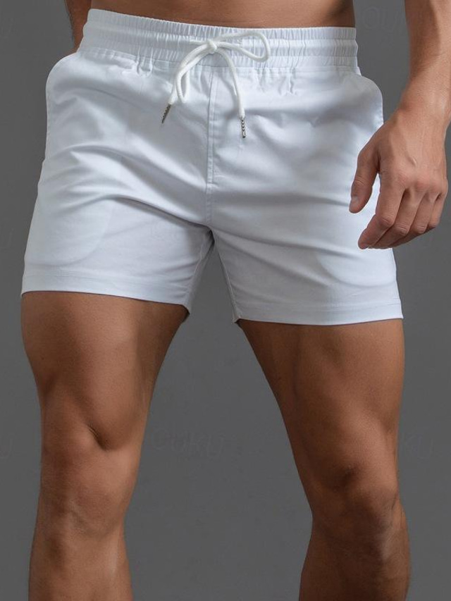  Herre Shorts Chino shorts Arbejdsshorts Multi lomme Vanlig Komfort Blød Korte udendørs Afslappet Strand Mode Gade Sort Hvid Mikroelastisk
