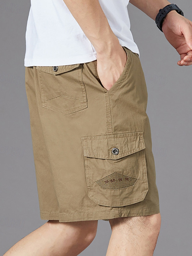Short Cargo Tactique Homme 3XL – Vert Léger, Multipoches, Randonnée été
