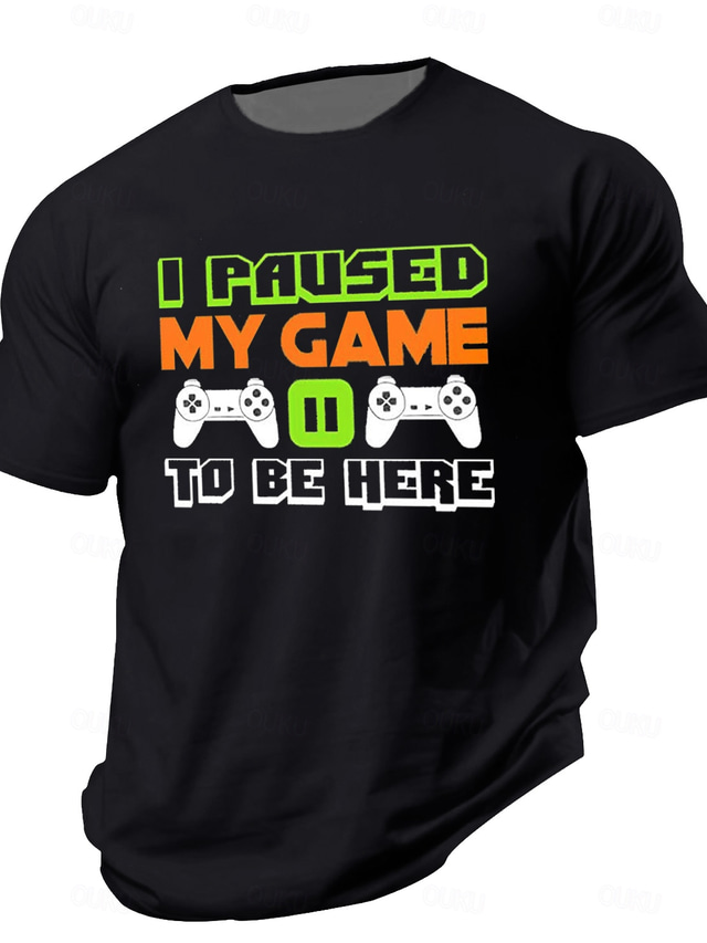  Men's Game Funny Gamepad T shirt Short Sleeve T shirt 3D Print Crew Neck Shirt Vintage Cool Party Holiday Heather Gray Black Red Summer Spring Clothing Apparel S M L XL XXL XXXL