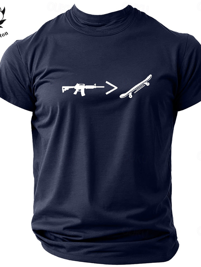  Herre Morsom Skateboard Pistol T skjorte T-skjorte Kortermet T skjorte Crew-hals Skjorte Sport Klassisk Fritid Gate Sport & Utendørs Svart Hvit Militærgrønn Sommer Vår Klær S M L XL XXL