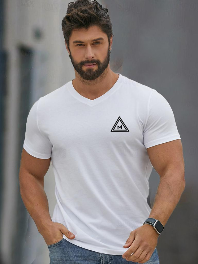  Men's 100% Cotton Graphic T shirt Fashion Outdoor Casual T shirt Tee Tee Top Street Casual Daily T shirt Black White Gray Short Sleeve V Neck Shirt Spring & Summer Clothing Apparel