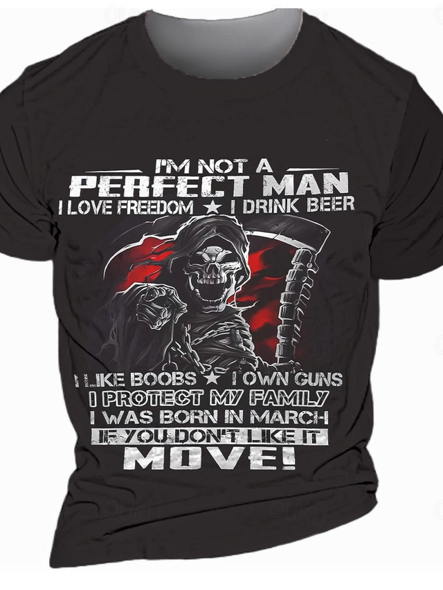  Men's Dark Reaper T shirt Short Sleeve T shirt 3D Print Crew Neck Shirt Retro Vintage Street Casual Bar Black Spring & Summer Clothing Apparel S M L XL 2XL 3XL