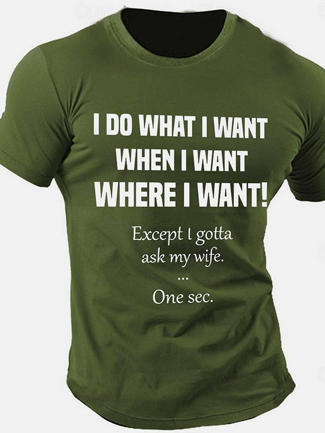  Men's Funny Letter Print T Shirt Tee Top 100% Cotton Short Sleeve Graphic Shirt Black Army Green Comfortable Tee Street Sports Outdoor Fashion Designer Clothing