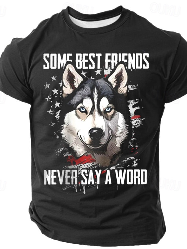 Men's Dog T Shirt Short Sleeve T Shirt 3d Print Crew Neck Shirt Retro 