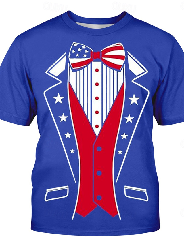  Men's Funny T shirt Short Sleeve T shirt 3D Print Crew Neck Shirt Vintage Cool Party Holiday Black Red Royal Blue Summer Spring Clothing Apparel S M L XL XXL XXXL