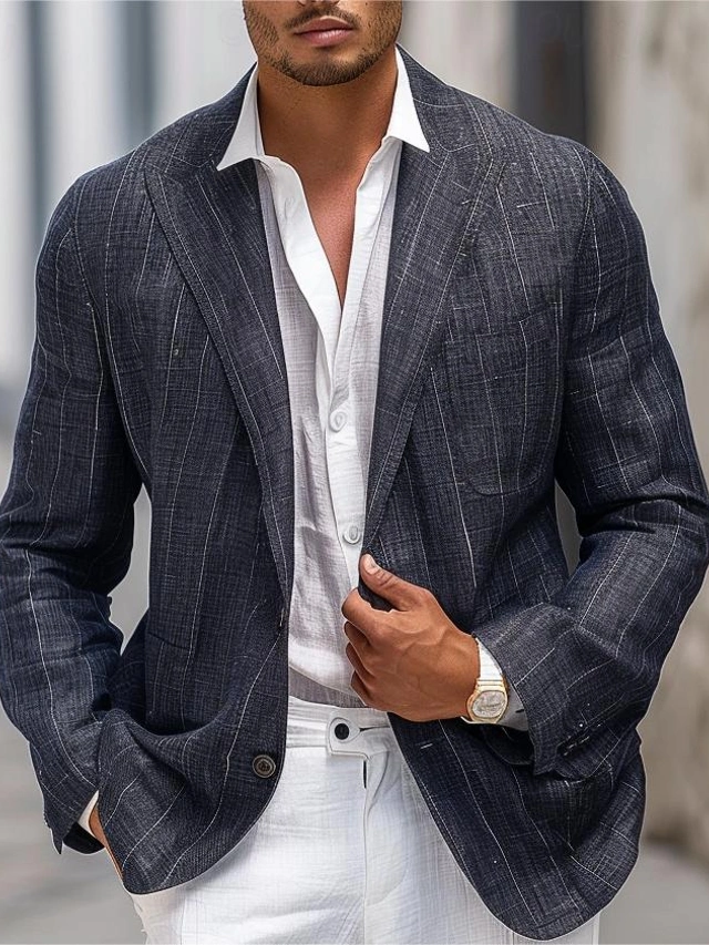 Heren Vintage Visgraat Tweed Blazer Wolmix Sportjas Met Twee Knopen En Een Klass