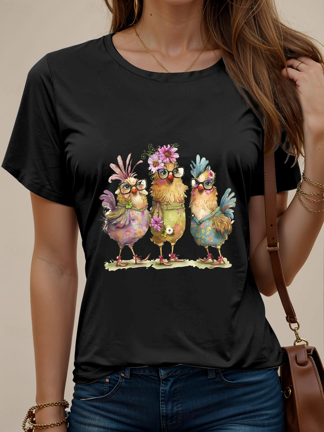  dames t-shirt tee 100% katoen dagelijks casual korte mouw wit zomer