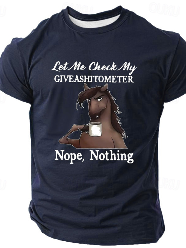 Men's Horse Funny T shirt Short Sleeve T shirt 3D Print Crew Neck Shirt Retro Vintage Casual Street Casual Bar Black Blue Gray Spring & Summer Clothing Apparel S M L XL 2XL 3XL