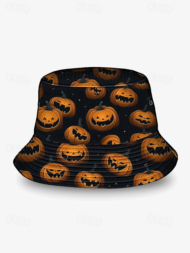  Cappello da pescatore da uomo con stampa zucca di Halloween: perfetto per feste e attività all'aperto
