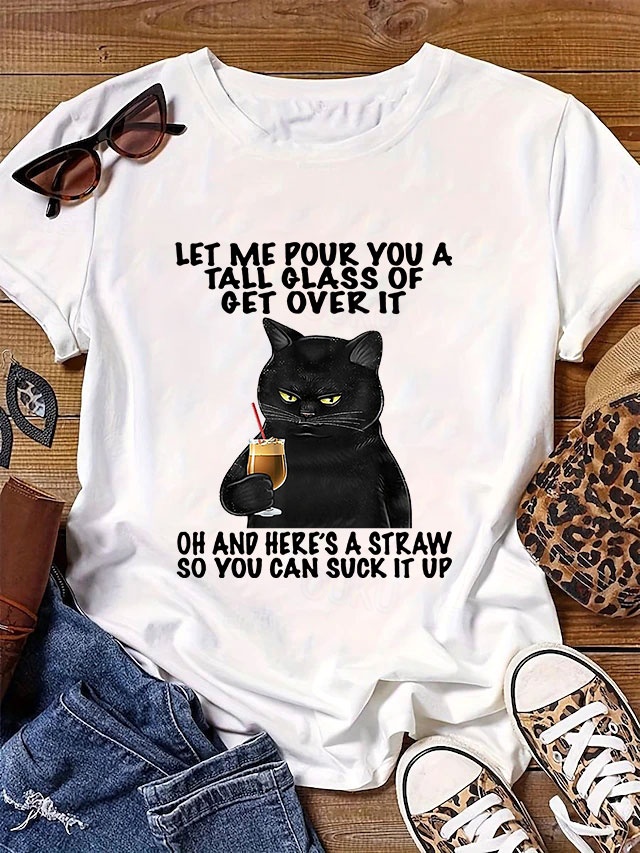  Women's T shirt Tee 100% Cotton Daily Casual Short Sleeve White Summer