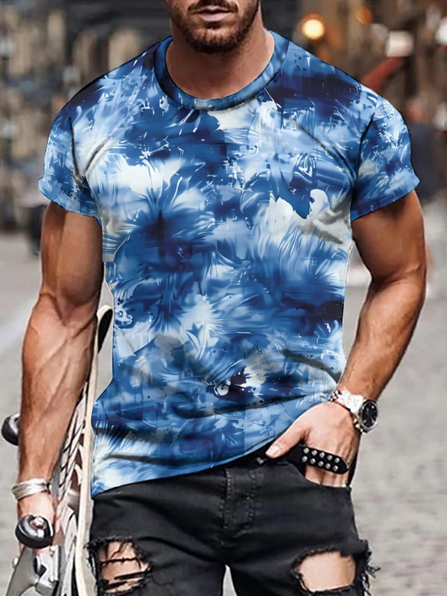  Men's T shirt Tee Short Sleeve T shirt 3D Print Round Neck Shirt Outdoor Street Style Summer Street Casual Daily White Fall Spring & Summer Clothing Apparel Normal S M L XL XXL