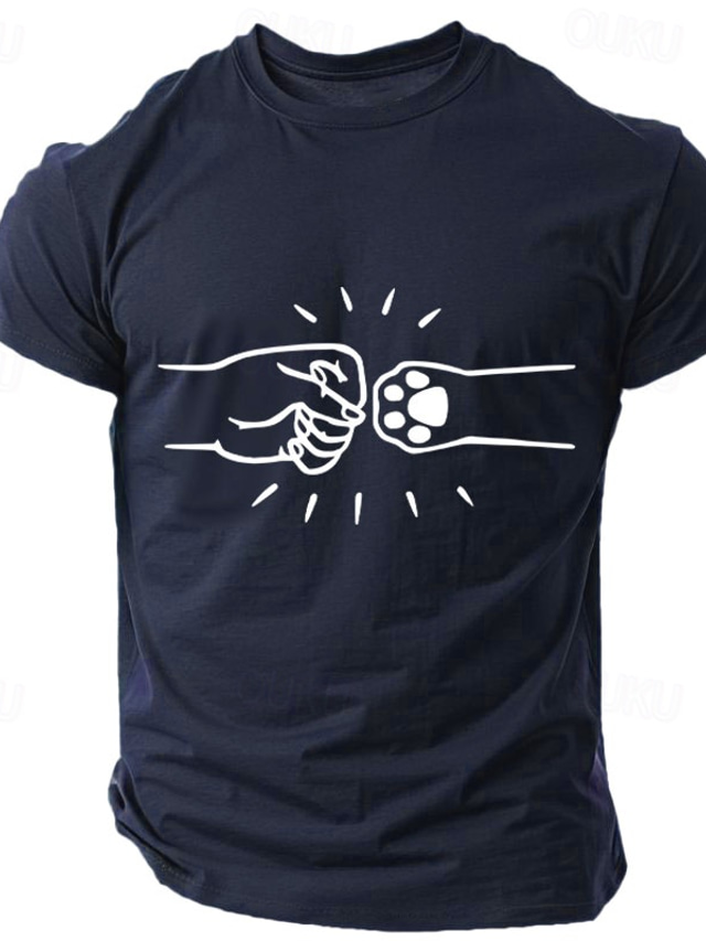  Voor heren Voetafdruk / Poot T-shirt 100% katoen Korte mouw Grafisch Shirt Zwart Leger Groen Donkerblauw Comfortabel T-shirt Straat Buitensporten Modeontwerper kleding
